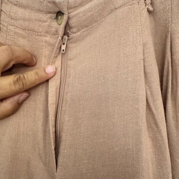 URBAN OUTFITTERS Women's Size 6 Viscose/Linen Blend Trousers Light Taupe Neutral - Picture 2 of 8